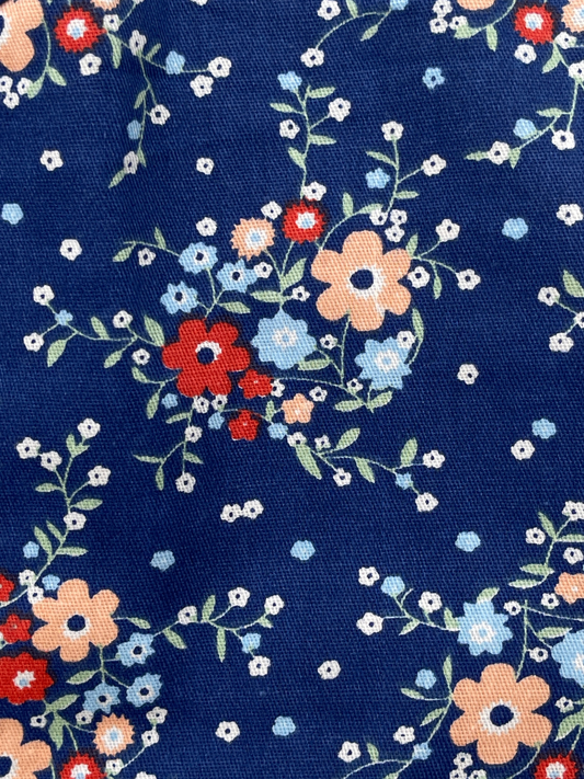 Navy Blooms Scrub Cap
