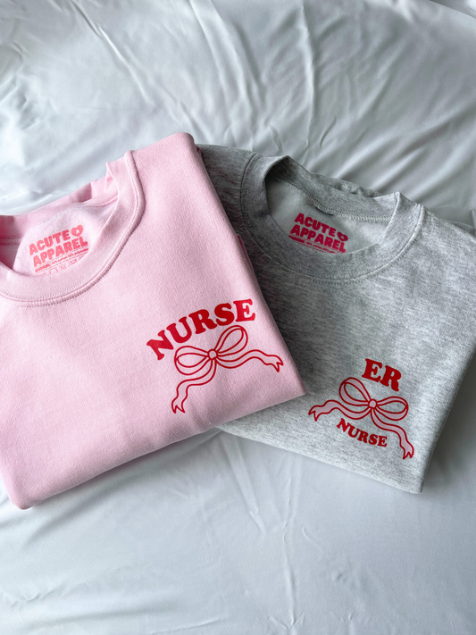 Pink Bow Nursing Speciality Crewneck
