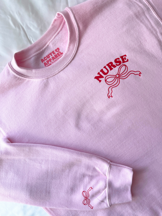 Pink Bow Nursing Speciality Crewneck