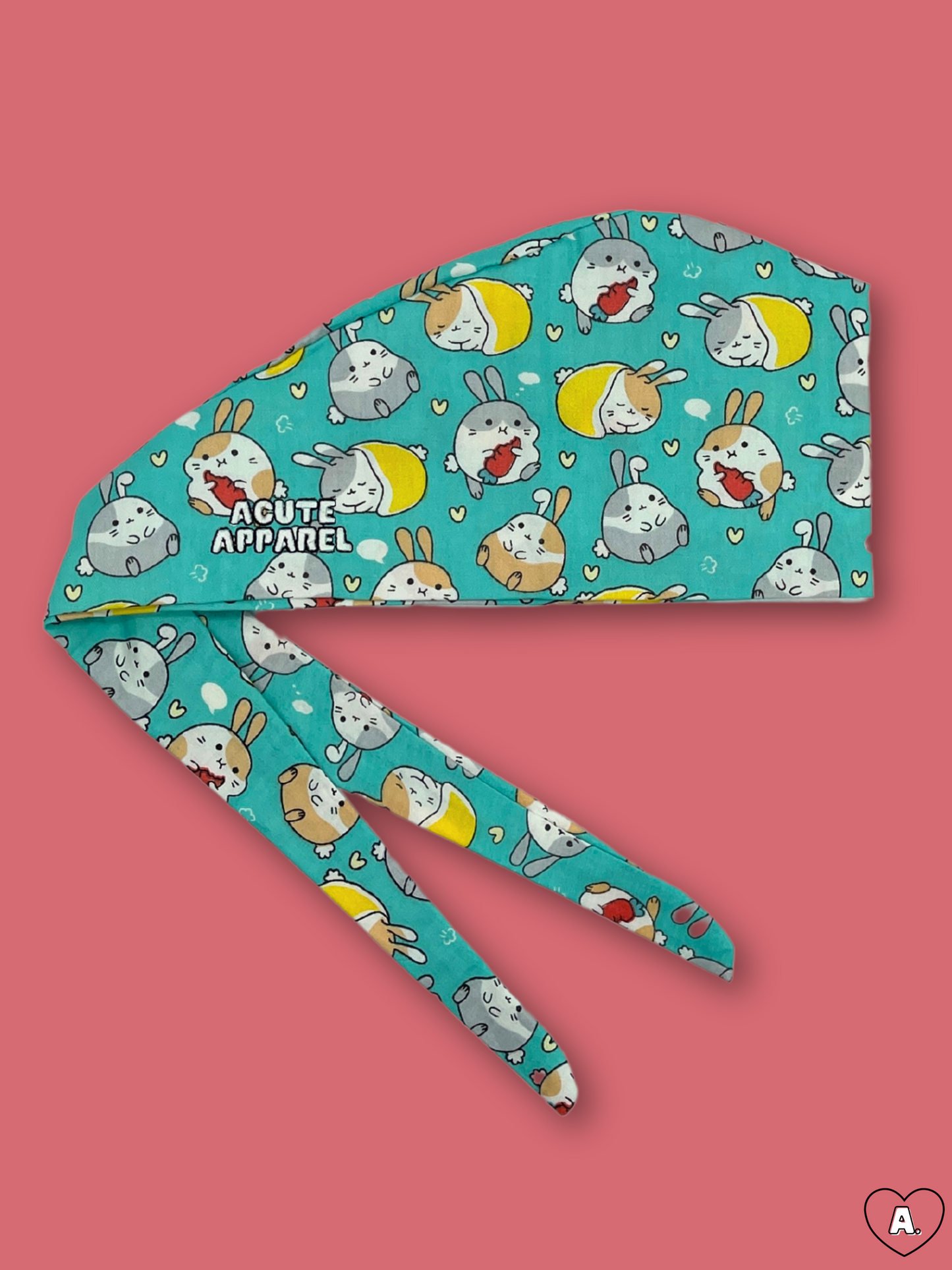 Teal Bunnies Scrub Cap