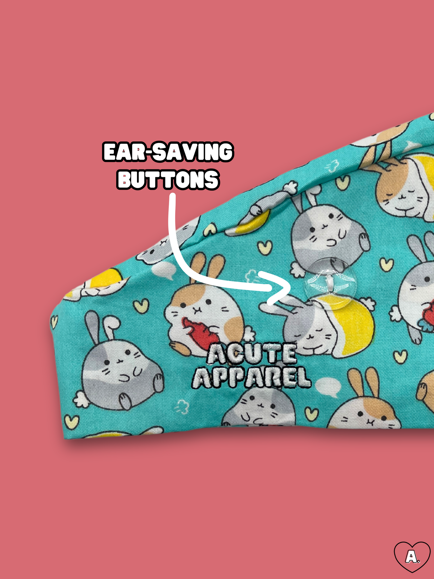 Teal Bunnies Scrub Cap