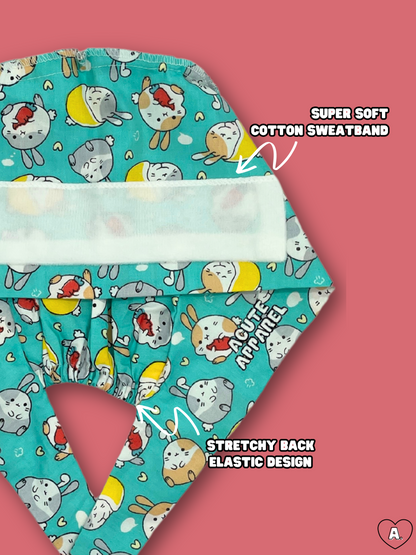 Teal Bunnies Scrub Cap