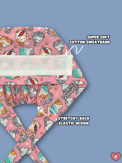 Pink Bunnies Scrub Cap