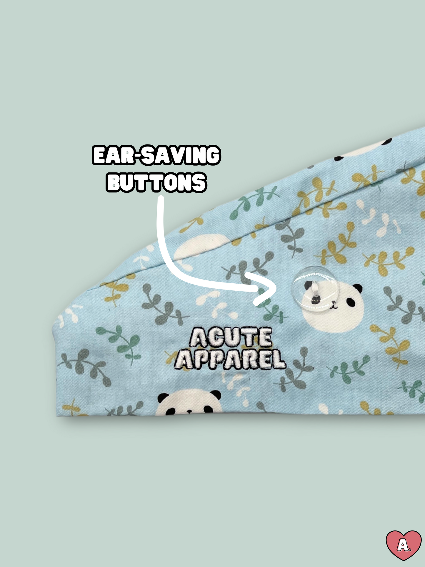 Panda Blue Scrub Cap