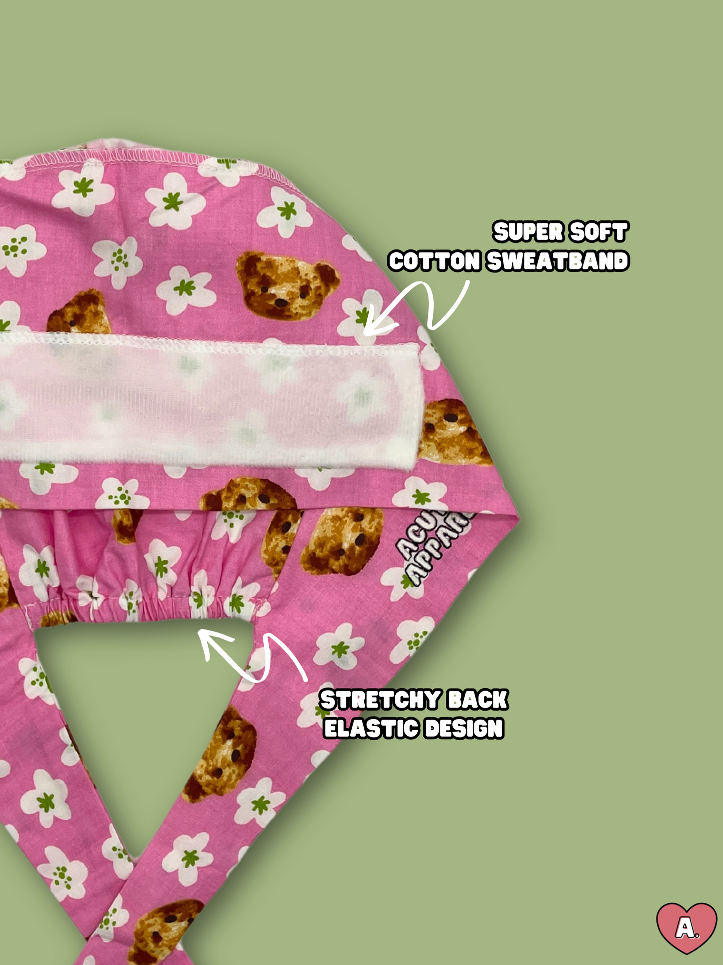 Pink Teddy Scrub Cap